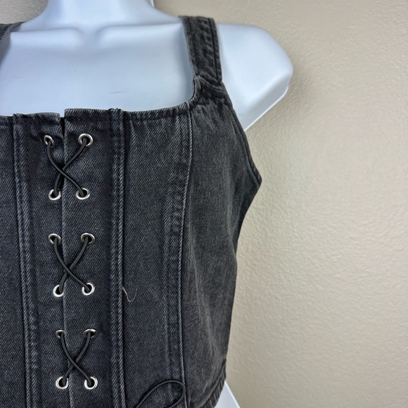 New! Wild Fable Women's Denim Lace-Front Corset Tank Top - Picture 2 of 4